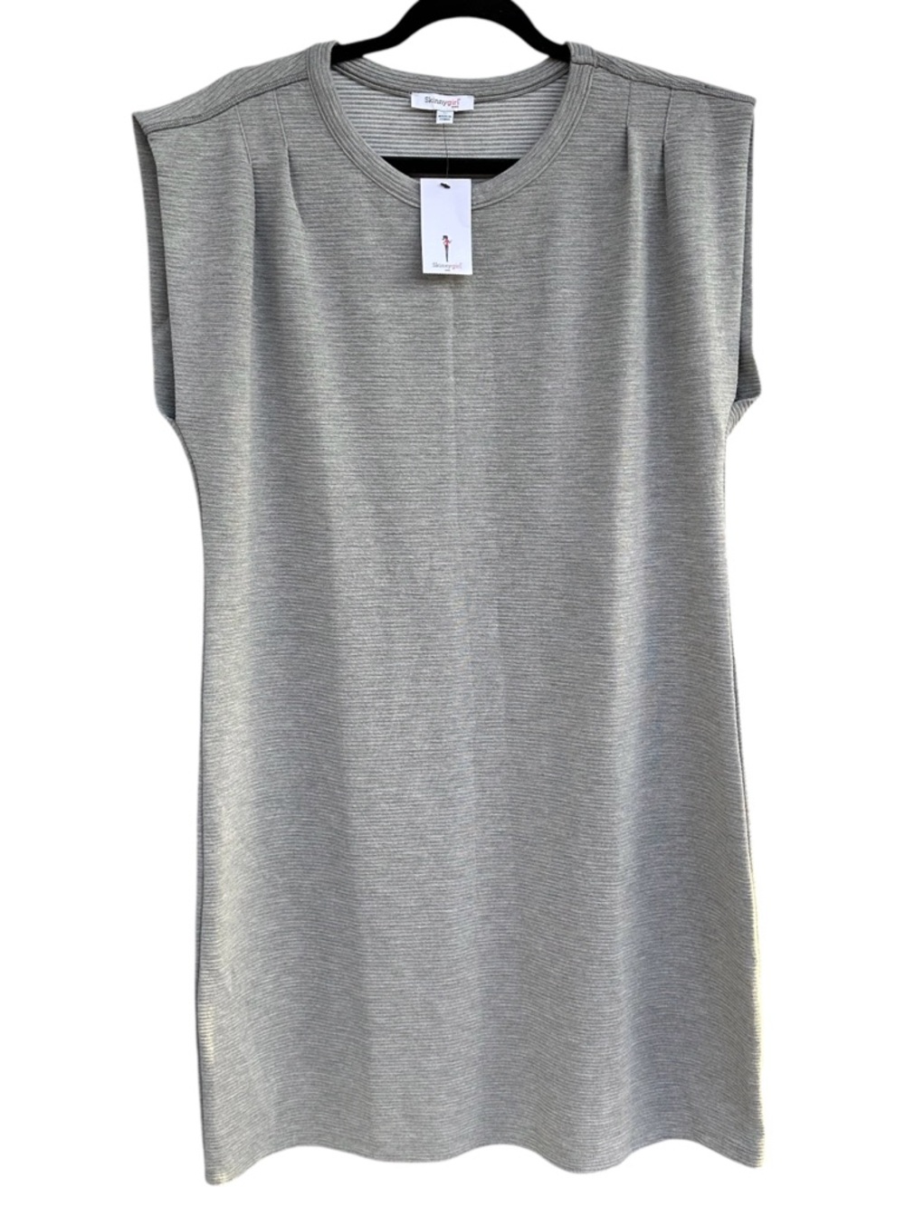 Skinnygirl Pleated Dropped Shoulder Dress Heather‎ Grey Size L NWT